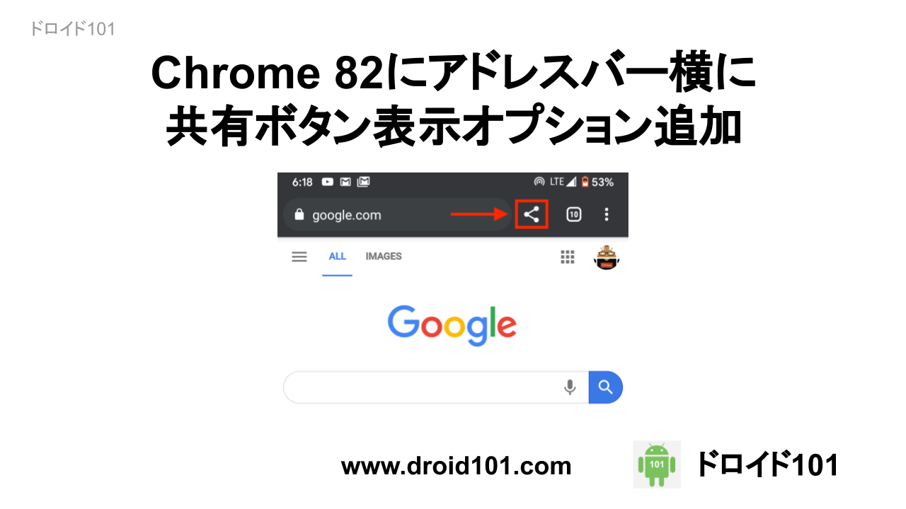 Chrome 82にアドレスバー横に共有ボタン表示オプション追加